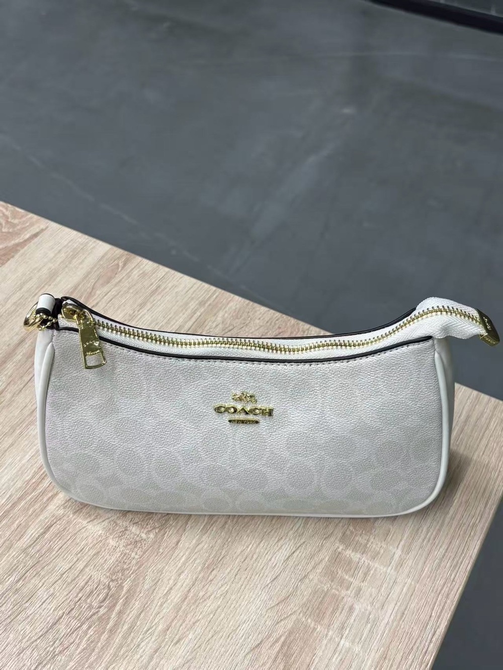 Coach Mini Baguette Bag in White with Gold Hardware